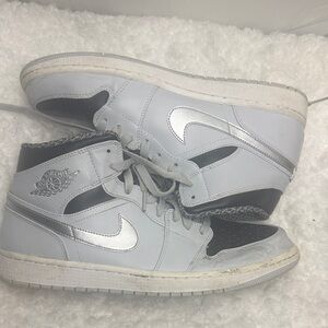 Silver and Black High-Top Sneakers